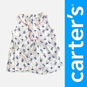 CARTER’S Girl’s Sleeveless Palm Tree Collared Top - Size 5